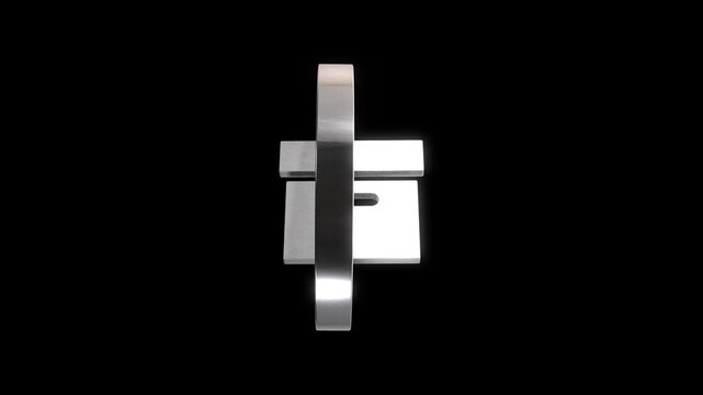 Metallic silver icon of storage box rotating on black background for logistics branding.