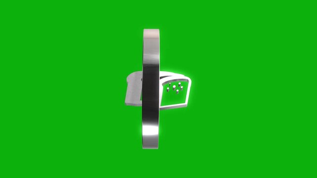 Bread slices icon rotation 3D animation video footage on green screen background for food and drink concept.