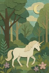 Obraz premium Whimsical unicorn in enchanted forest