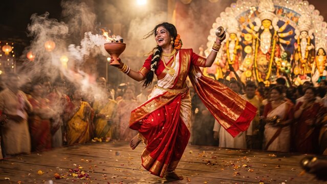 Dhunuchi Dance Performance &ndash; Energetic Durga Puja Celebration