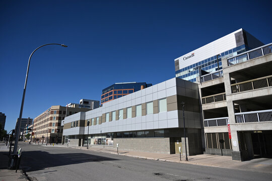 Regina, SK, Canada - July 04, 2026: Street in downtown the city of Regina, Saskatchewan.
