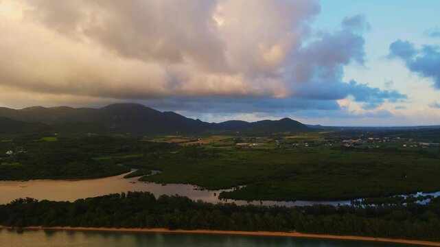 Dreamy Mountain and Cloud Landscape Drone Footage