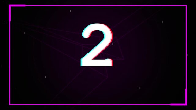 holographic glitch prism countdown from 5 to 1 with glitch effect