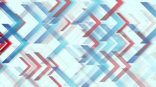 Abstract geometric tech background with layered blue and red arrows. Concept futuristic motion design. Seamless loop. Video animation Ultra HD 4K 3840x2160