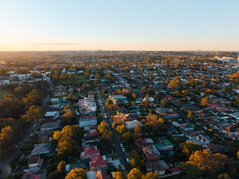 Aerial view of residential area in western Sydney area.