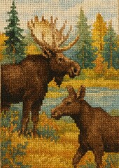 Obraz premium Moose tapestry art nature scene