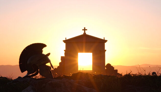 Ancient Helmet at Sunset Shrine