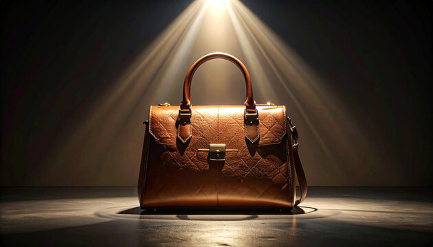 Vintage Leather Handbag Under Spotlight