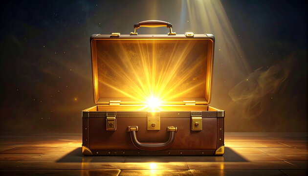 Golden Vintage Suitcase with Light