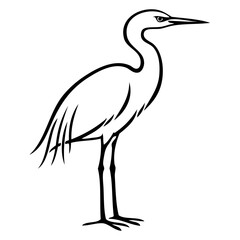 Fototapeta premium Icono con dibujo sencillo de una grulla de pie vista de perfil 