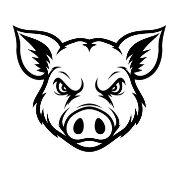 Bold Black and White Wild Boar Head Logo