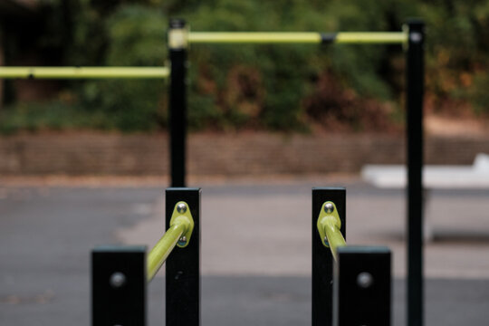 Calisthenics park equipment with parallel bars for outdoor fitness