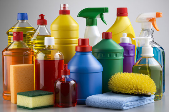 Cleaning supplies on a table ready for use