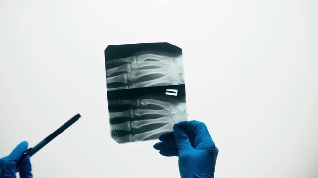 Hand X Ray Examination by Doctor Close Up Medical Imaging