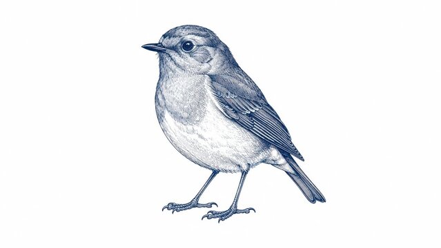 Detailed monochrome bird illustration isolated on white background