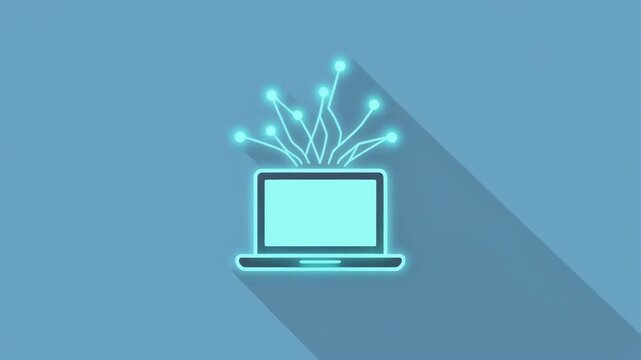 Laptop with Glowing AI Network, Workplace AI Integration Concept