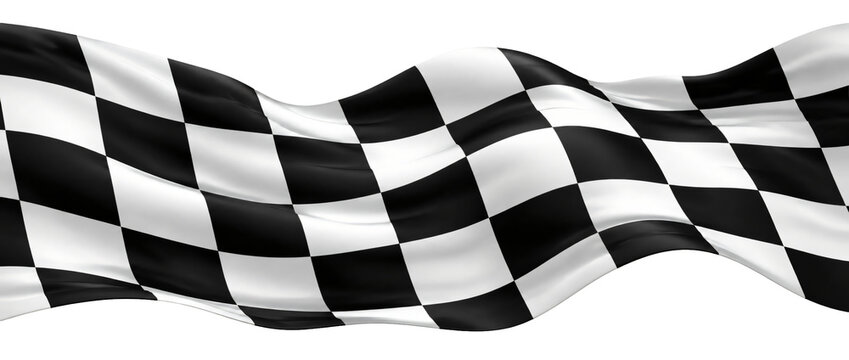 Flowing checkered racing flag isolated on transparent background