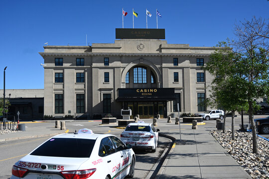 Regina, SK, Canada - July 04, 2026: Casino Regina in city of Regina, Saskatchewan. Casino Regina operates in the city's former union station, a Tyndall.