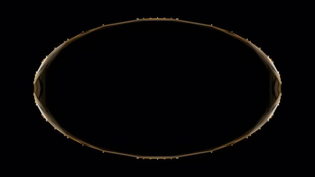 Abstract glowing oval shape with golden light on black background