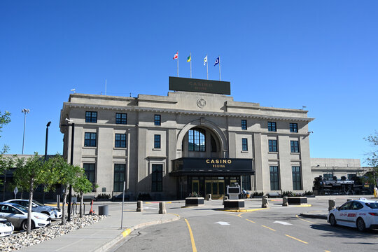 Regina, SK, Canada - July 04, 2026: Casino Regina in city of Regina, Saskatchewan. Casino Regina operates in the city's former union station, a Tyndall.
