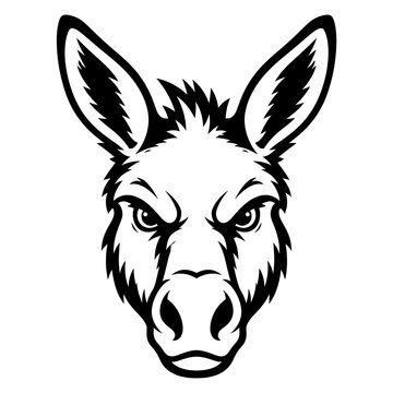 Bold Black and White Donkey Head Mascot Logo