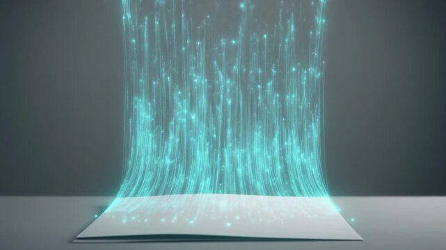 Paper Document Dissolving into Digital Light Particles, Digital Transformation Concept