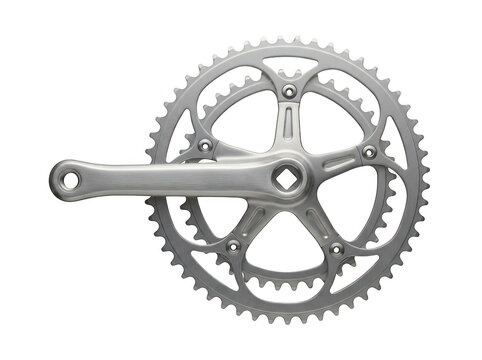 Bicycle crankset with chainrings isolated on transparent background