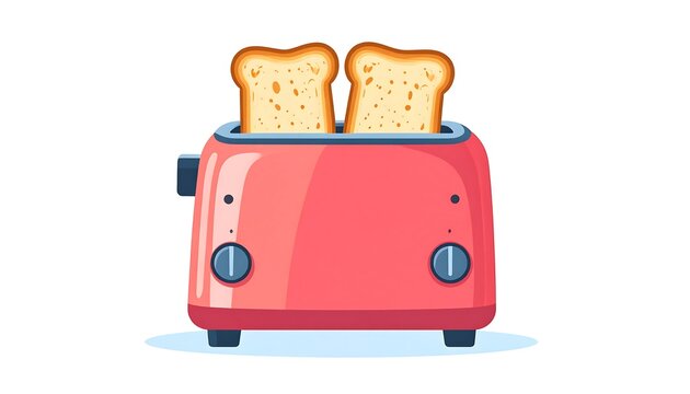 Cute Toaster Cartoon Kitchen Appliance Icon for Breakfast and Home Design
