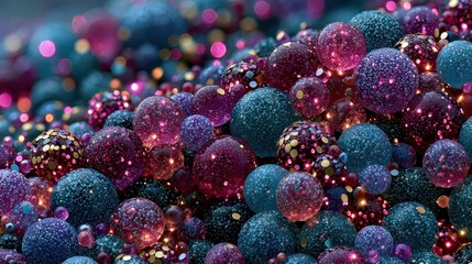 Fototapeta premium Sparkling Textured Spheres with Bokeh Lights