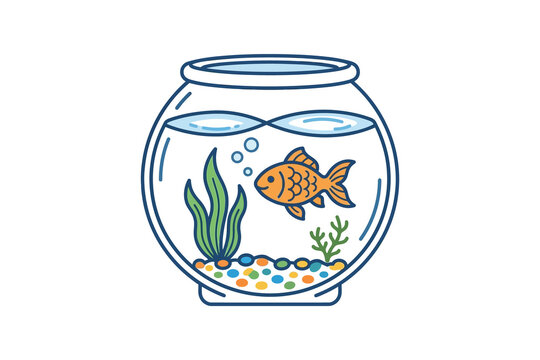 Goldfish in Fishbowl Vector Illustration
