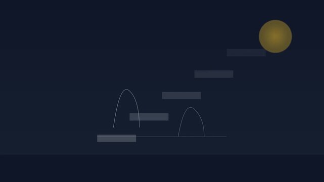 Abstract animation of white dotted arches on dark background