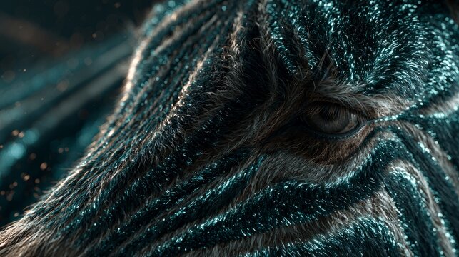 Mysterious Glowing Zebra Eye with Textured Fur