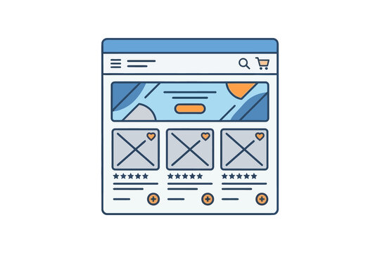 E-Commerce Website Wireframe Icon
