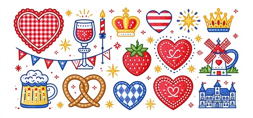 Obraz premium Festive symbols celebrating Austria's National Holiday with traditional motifs and patriotic colors for promotions.