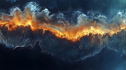Fototapeta premium Abstract fiery celestial landscape