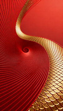 red spiral lines and golden scale texture background