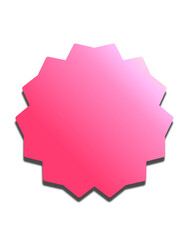 Obraz premium Pink polygonal badge with a soft gradient and drop shadow, isolated on a white background