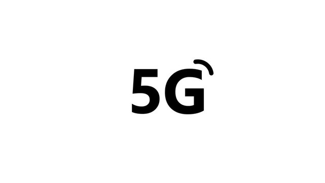 5G Network Signal Icon with Animated Wave Waves Loop Isolated White Background Motion Graphic Video