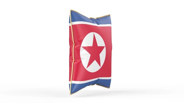 Pillow with the flag of North Korea on white background
