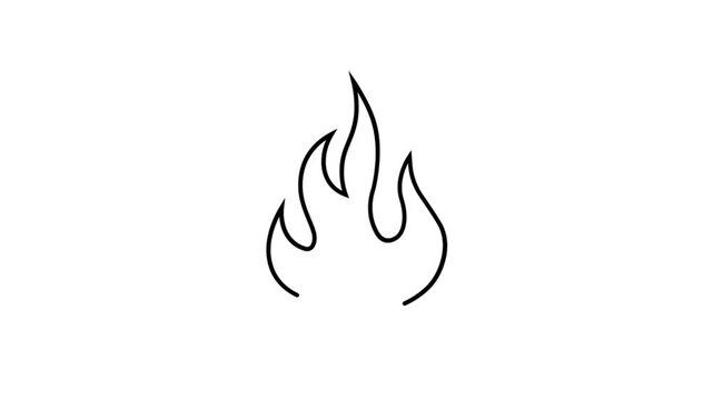 Simple fire line animation, hand-drawn fire, transparent background, with fire motion effects, 4K video.