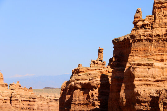 View of the Charyn Canyon at sunset. South-Eastern Kazakhstan, Almaty region.