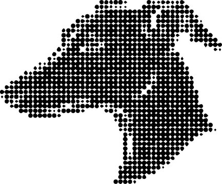 Elegant sighthound dog head halftone illustration
