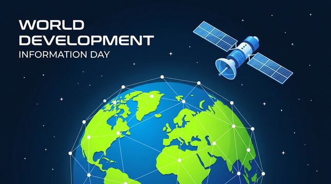World Development Information Day, Earth and satellite in space