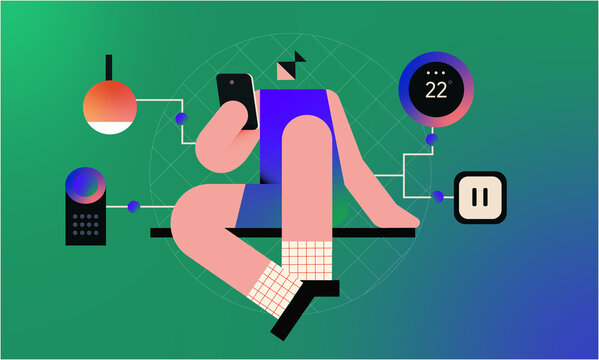Smart Home Control with Smartphone Illustration