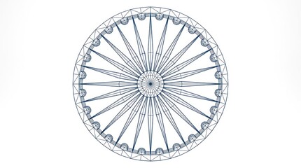 Fototapeta premium Intricate geometric radial pattern with spokes and circles isolated