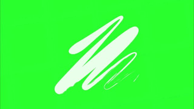 White abstract scribble brush line animation isolated on green background sketch motion texture art design sketch motion texture art design