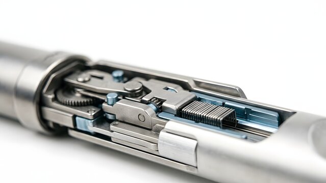 Close-up view of the intricate internal mechanism of a sophisticated device, showcasing gears, springs, and precision engineering.