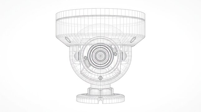 Surveillance camera wireframe technology security system concept
