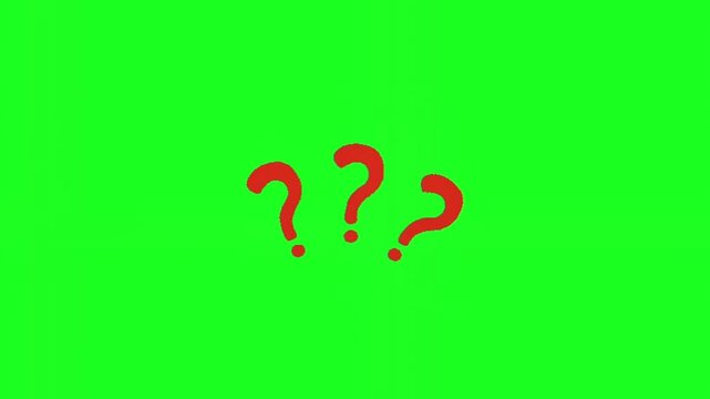 Animated red question mark symbol on green screen background query asking riddle problem doubt query asking riddle problem doubt