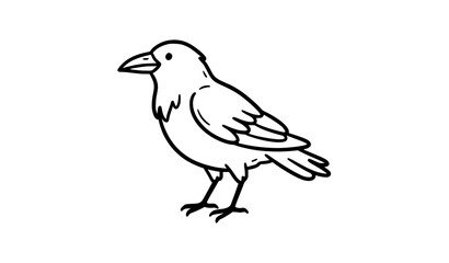 Obraz premium Simple Crow Bird Icon Hand Drawn Doodle Vector